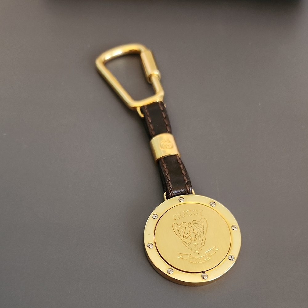 Vintage Gucci Gold and Brown Key Holder W Box